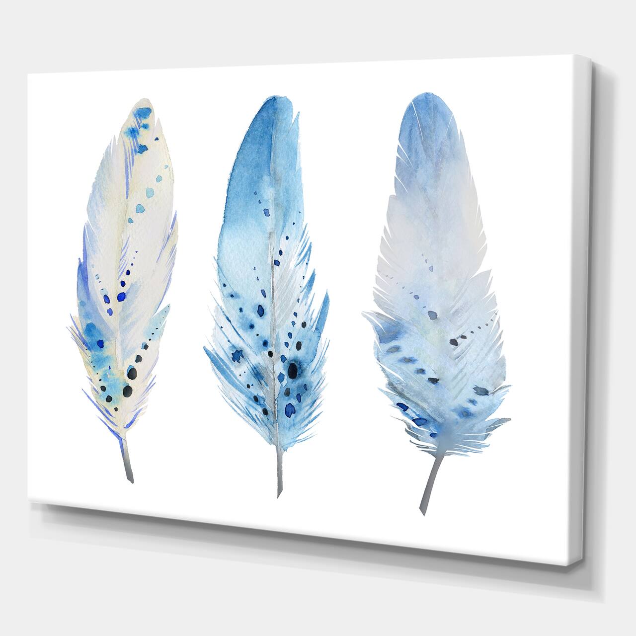 Designart - Blue Boho Feathers II - Lake House Canvas Wall Art Print